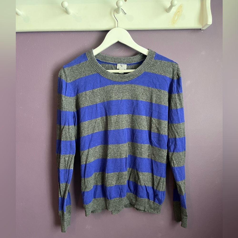 Large Worthington Gray and Blue Striped Sweater